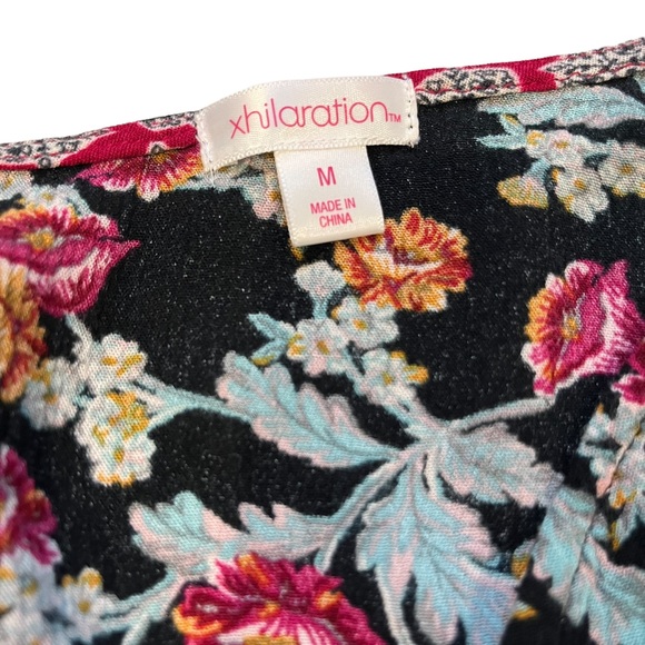 Xhilaration Button-Front Long Sleeve BohoRomper, Black Berry - Picture 11 of 11